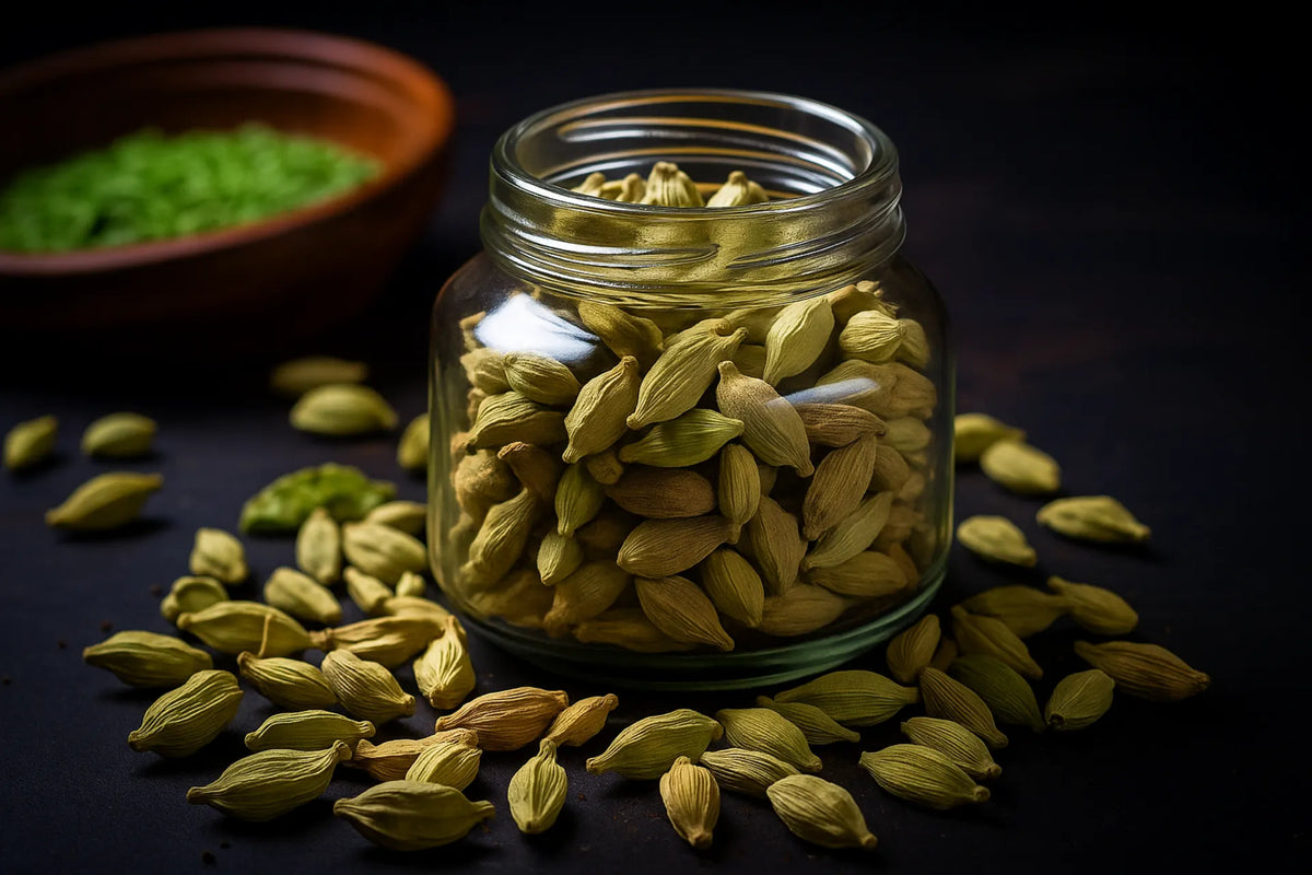 Cardamom Pods in Glass Jar